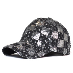 Women's Ethnic Style Sequined Baseball Cap Distressed Denim Hard Top Casual Sun Visor Hat Outdoor UV Protection Fashion Cap