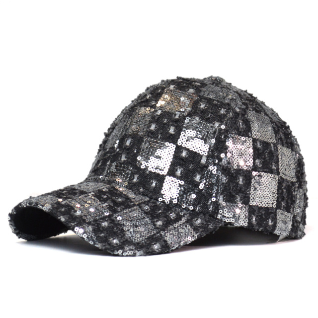 Women's Ethnic Style Sequined Baseball Cap Distressed Denim Hard Top Casual Sun Visor Hat Outdoor UV Protection Fashion Cap