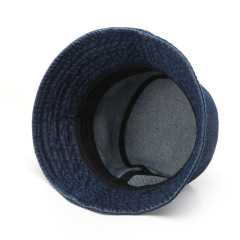 Solid Washed Denim Bucket Hat for Women