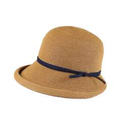Hepburn Style Small Brim Foldable Straw Bucket Hat for Women