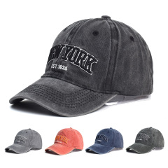 New Washed Cotton Embroidered Baseball Cap Fashion Adjustable Casual Sun Hat for Women Men