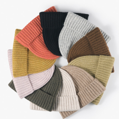 Solid Thick Wool Blend Knitted Beanie – Warm Ear Protection Winter Hat for Men & Women