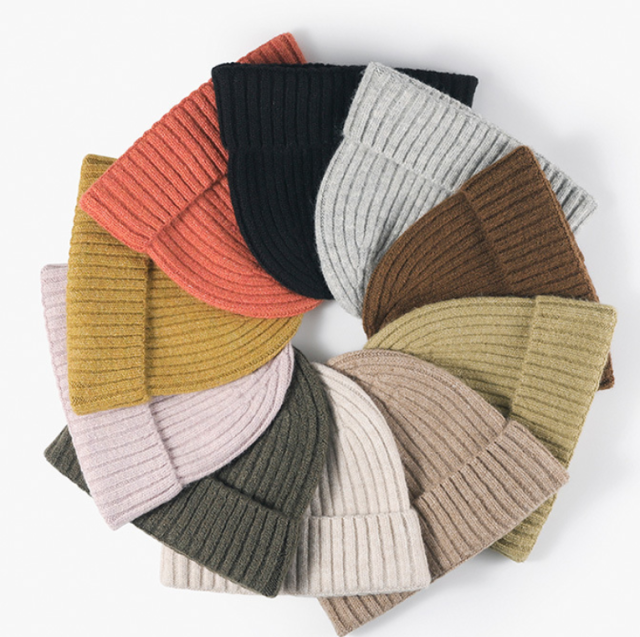 Solid Thick Wool Blend Knitted Beanie – Warm Ear Protection Winter Hat for Men & Women