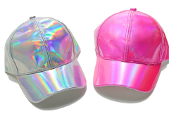 Holographic Laser PU Leather Baseball Cap Hip Hop Jazz Snapback Hat