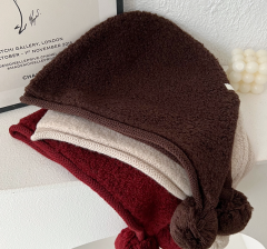 100% Wool Windproof Thick Knitted Hat with Pom Pom – Face Slimming Ear Protection Beanie