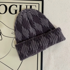 Autumn Winter Retro Color Block Rhombus Knit Beanie for Men Women Warm Ear Protection Knitted Hat Fashion Casual Skull Cap
