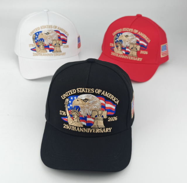 USA 250th Anniversary Baseball Cap 2025 New Arrival, 3D Embroidery Commemorative Hat, Extra Large Size Adjustable Dad Hat for Men Women, Outdoor Sun Protection