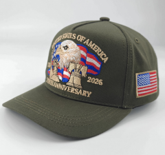 USA 250th Anniversary Baseball Cap 2025 New Arrival, 3D Embroidery Commemorative Hat, Extra Large Size Adjustable Dad Hat for Men Women, Outdoor Sun Protection