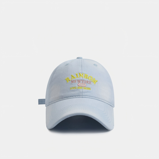 Cream Yellow Letter Embroidered Baseball Cap for Women, Wide Brim Deep Cap Large Head Circumference, Casual Versatile Face Slimming Adjustable Dad Hat
