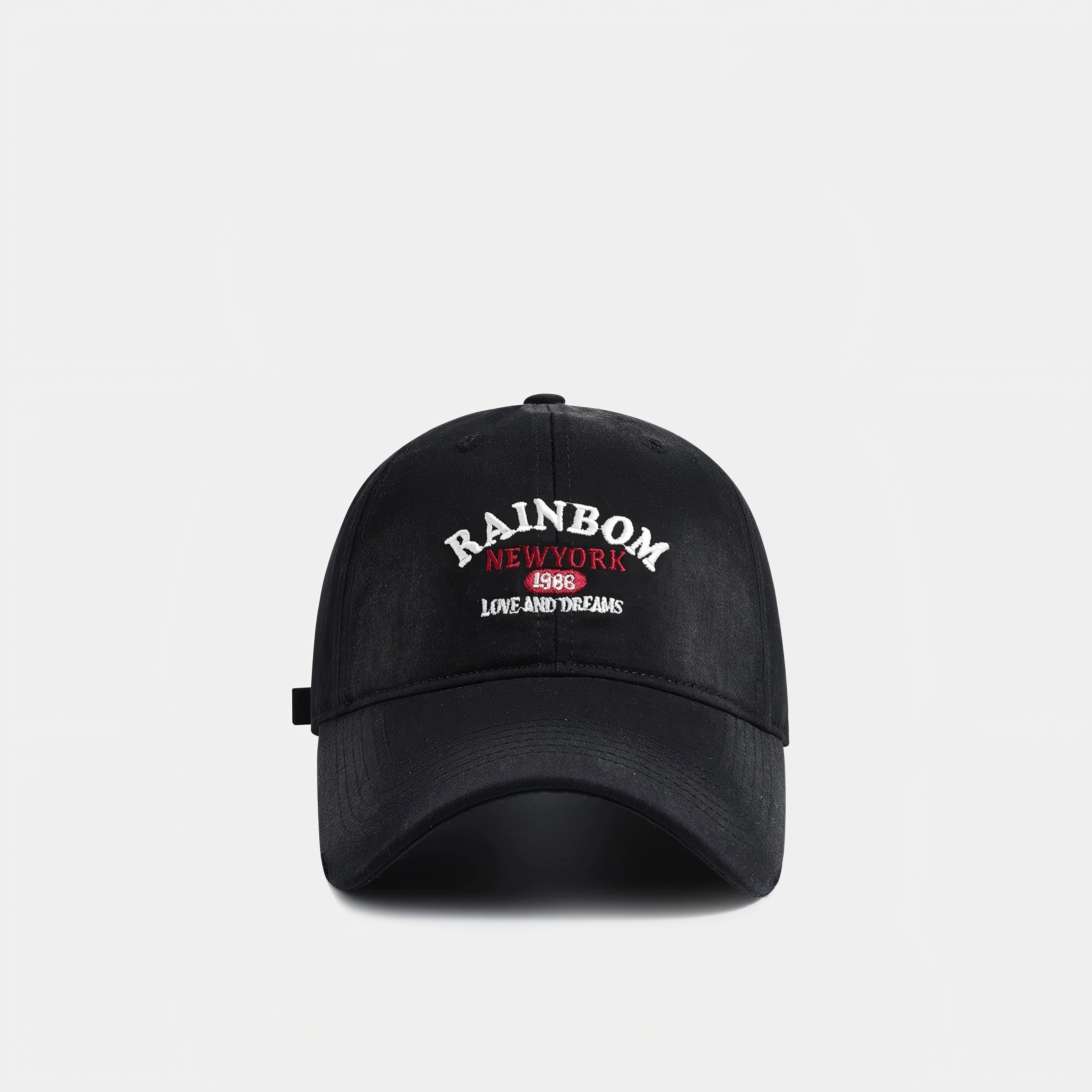 Cream Yellow Letter Embroidered Baseball Cap for Women, Wide Brim Deep Cap Large Head Circumference, Casual Versatile Face Slimming Adjustable Dad Hat