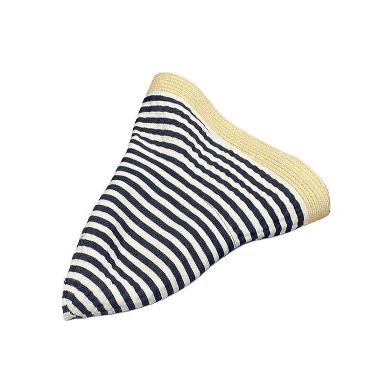 Summer Fashion Wide Brim Striped Sun Hat for Women Foldable Versatile Travel Basin Hat