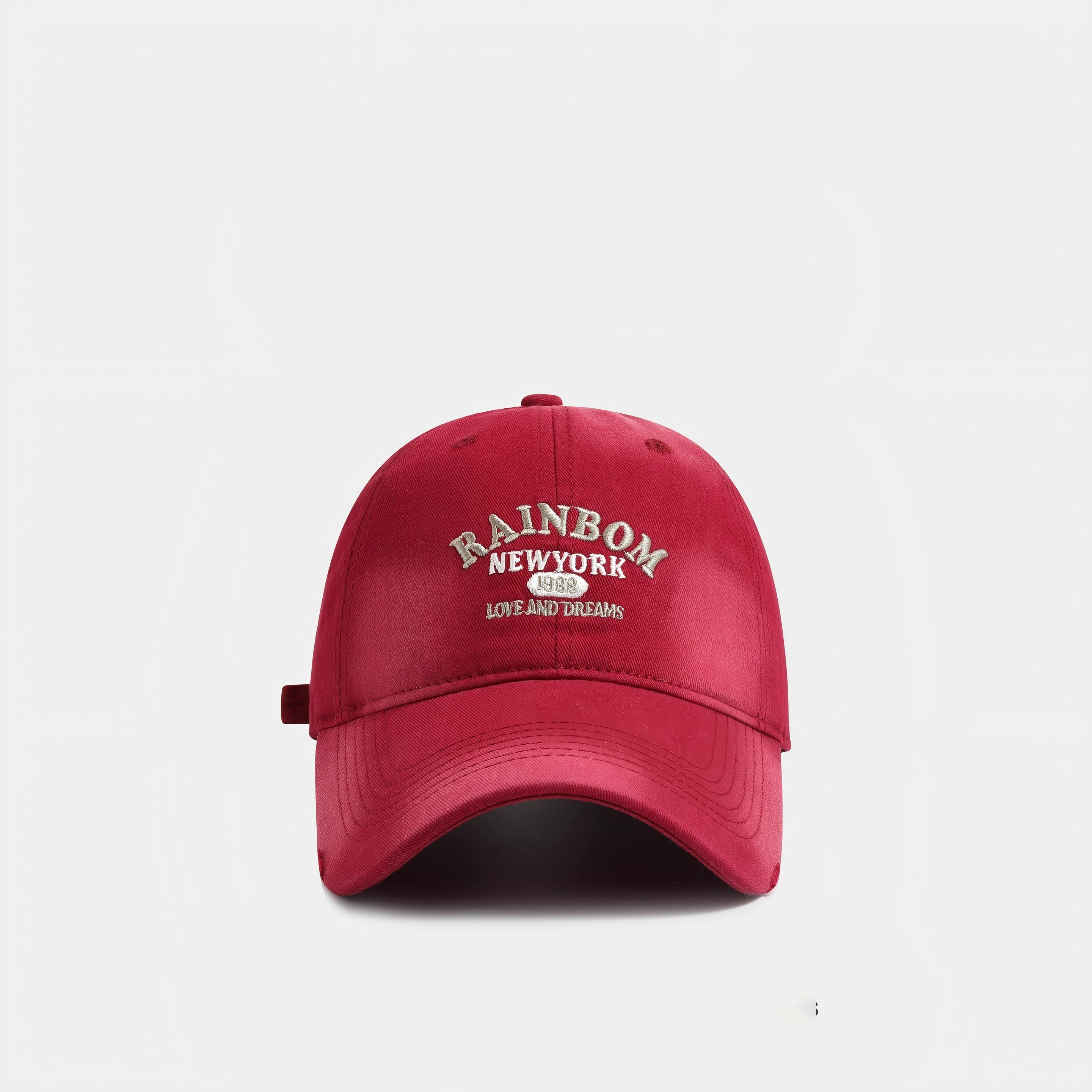 Cream Yellow Letter Embroidered Baseball Cap for Women, Wide Brim Deep Cap Large Head Circumference, Casual Versatile Face Slimming Adjustable Dad Hat