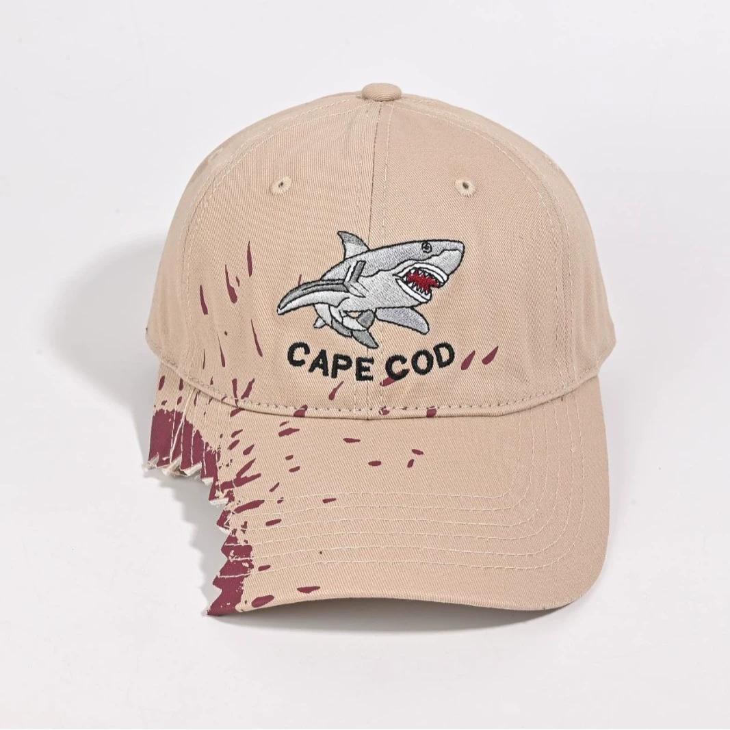 Minimalist Design Unisex Baseball Cap, Shark & Letter Embroidery, Face Slimming All-Season Dad Hat