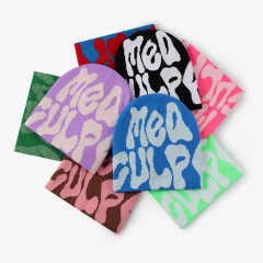 Winter Warm Acrylic Knitted Beanie with Letter Jacquard Design