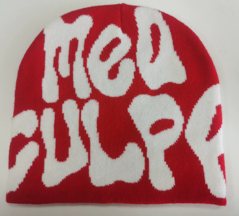 Winter Warm Acrylic Knitted Beanie with Letter Jacquard Design