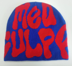 Winter Warm Acrylic Knitted Beanie with Letter Jacquard Design