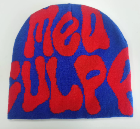 Winter Warm Acrylic Knitted Beanie with Letter Jacquard Design