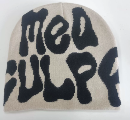 Winter Warm Acrylic Knitted Beanie with Letter Jacquard Design