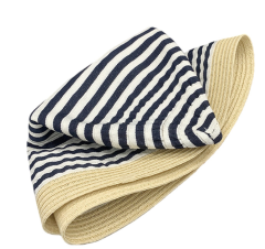 Summer Fashion Wide Brim Striped Sun Hat for Women Foldable Versatile Travel Basin Hat