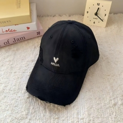 Korean Style Pink Love Heart Embroidered Baseball Cap for Women, Distressed Washed Soft Dad Hat, Wide Brim Face Slimming Large Head Circumference Adjustable Sun Hat