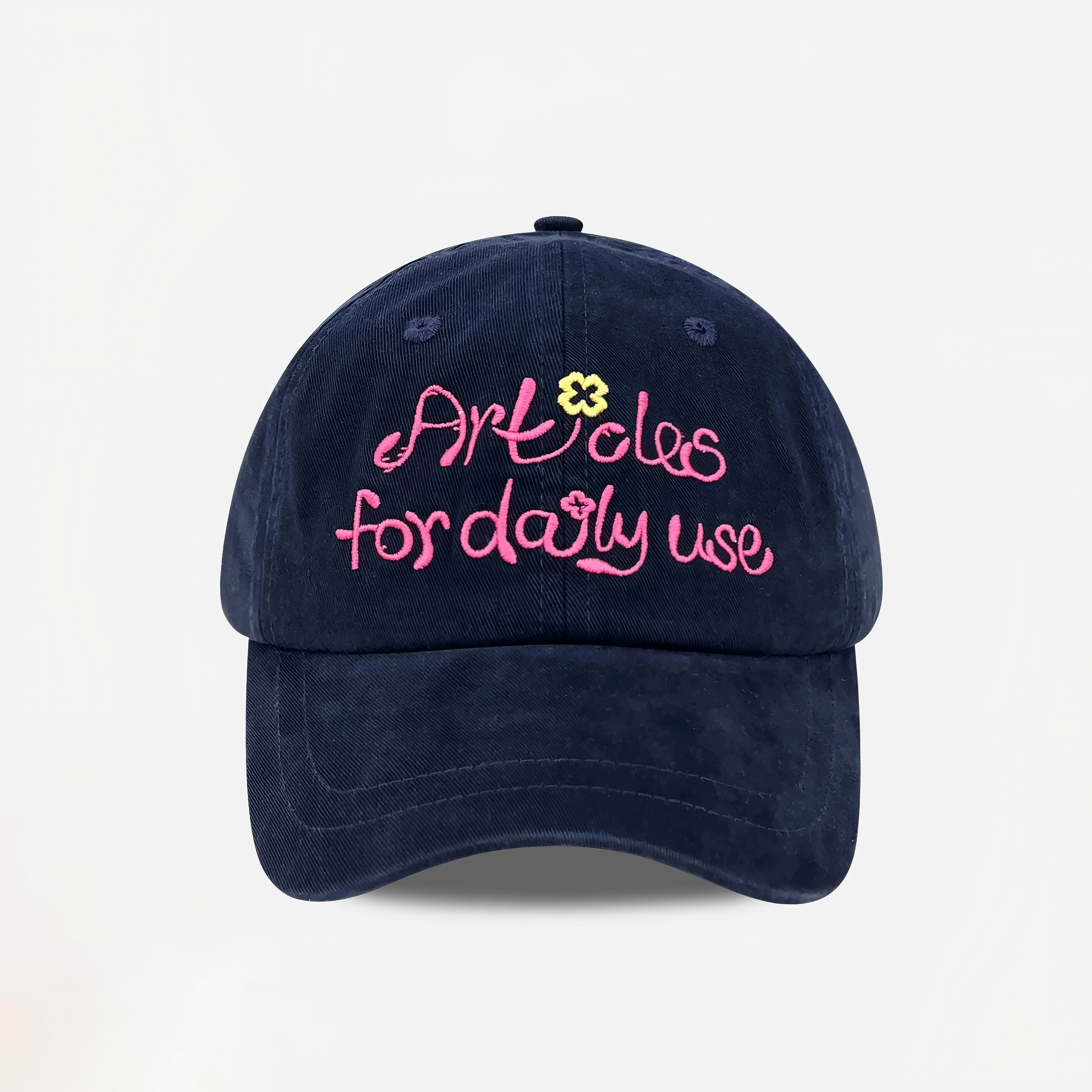 2026 Spring Summer New Letter Embroidery Pink Baseball Cap for Women, Casual Versatile Soft Top Sun Visor Adjustable Dad Hat