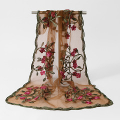 Floral Embroidered Sheer Scarf