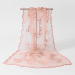 Delicate Floral Lace Sheer Scarf, 5 Soft Colors, Elegant Embroidered Shawl