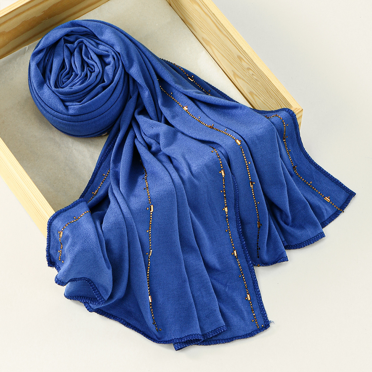 Elegant Solid Color Scarf with Gold Edge Stitching (Multiple Colors)