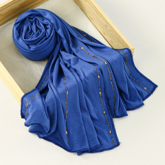 Elegant Solid Color Scarf with Gold Edge Stitching (Multiple Colors)