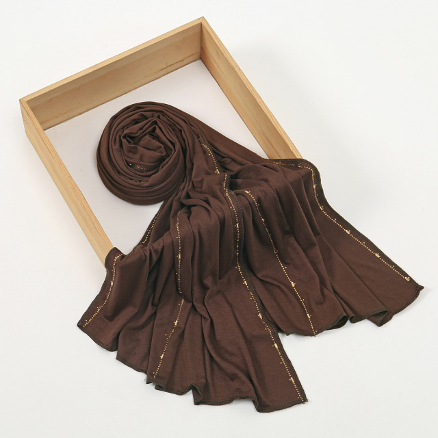 Elegant Solid Color Scarf with Gold Edge Stitching (Multiple Colors)