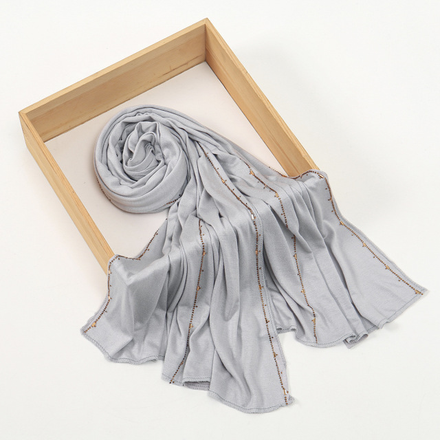 Elegant Solid Color Scarf with Gold Edge Stitching (Multiple Colors)
