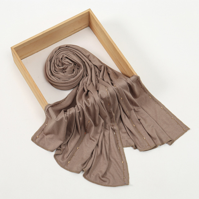 Elegant Solid Color Scarf with Gold Edge Stitching (Multiple Colors)