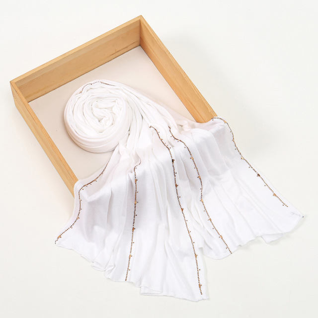 Elegant Solid Color Scarf with Gold Edge Stitching (Multiple Colors)