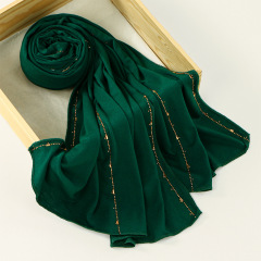 Elegant Solid Color Scarf with Gold Edge Stitching (Multiple Colors)