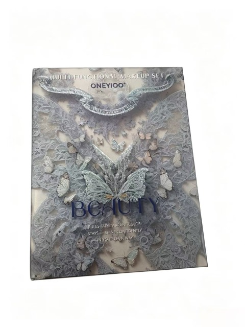 ONEYIOO Black Cat Beauty Multi-Functional All In One Book Makeup Palette | Eyeshadow, Lip Gloss, Highlighter & Blush Full Face Professional Makeup Set