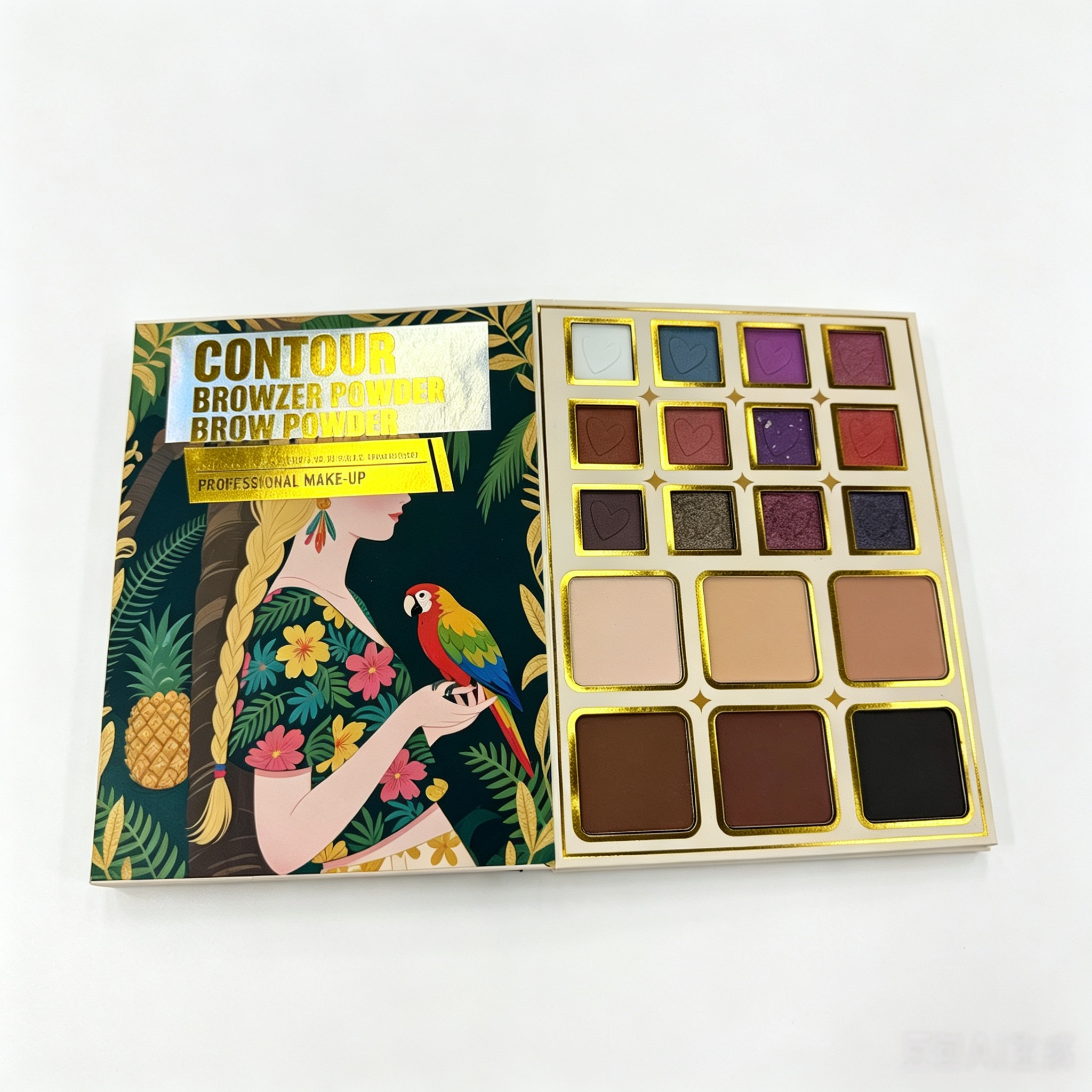 OULANAO Tropical Parade All-in-One Makeup Palette | 6 in 1 Professional Eyeshadow Blush Highlight Contour Bronzer Set, Tropical Jungle Multi Color Makeup Kit for Daily & Festival Makeup