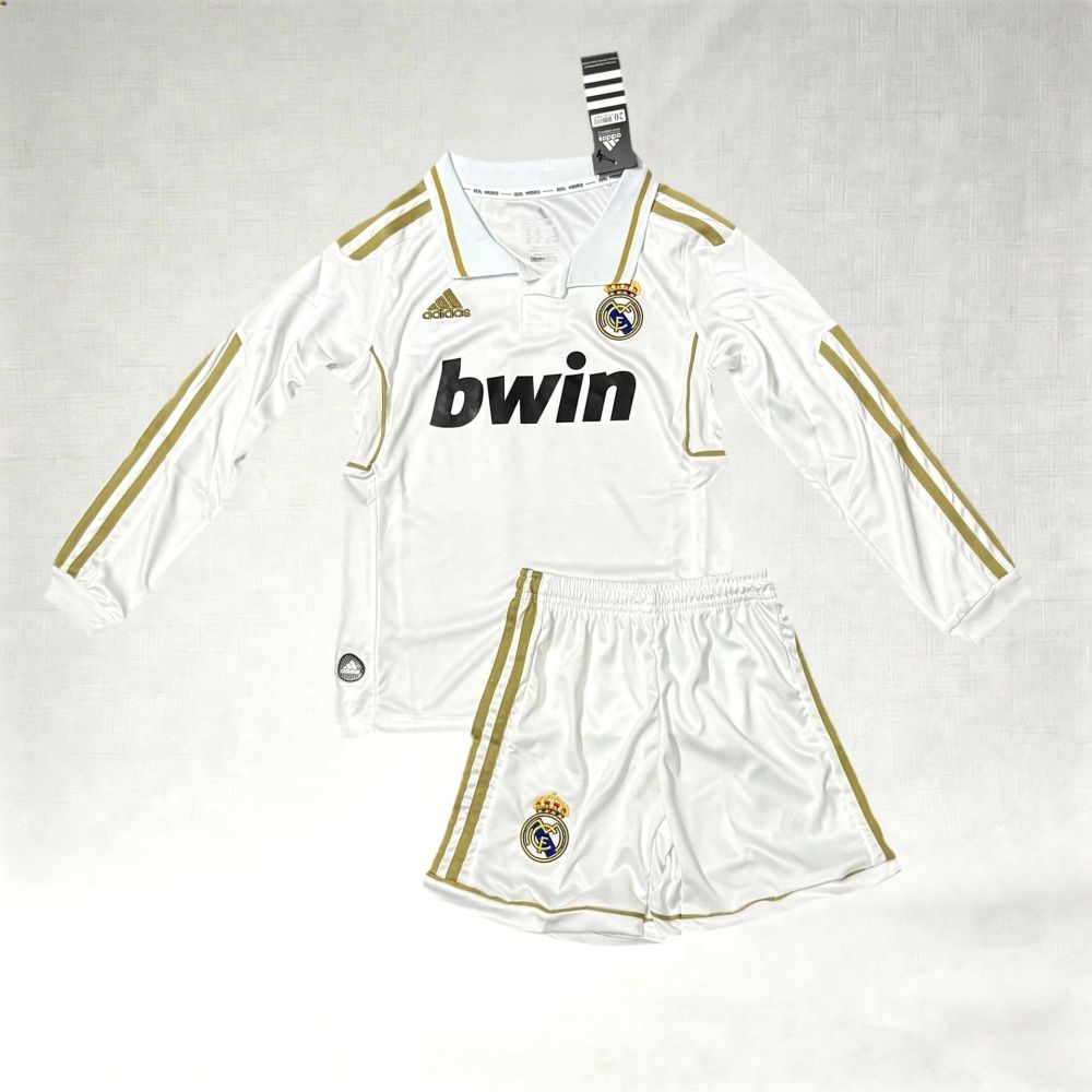 2011/2012 Real Madrid Home Retro Long sleeve Football Jersey （Kids Kit）