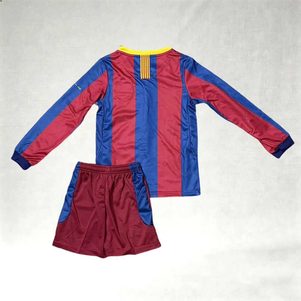 2010/2011 Barcelona Home Retro long sleeve Football Jersey （Kids Kit）