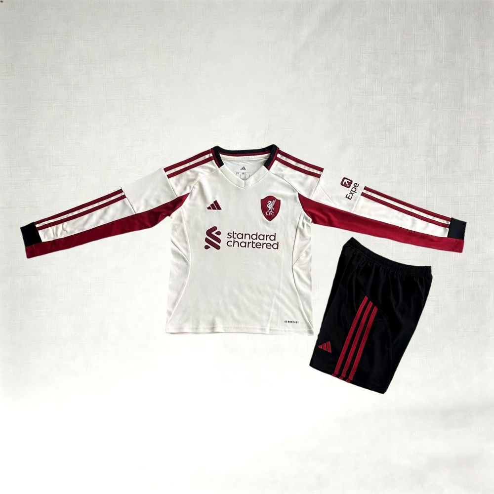 2025/2026 Liverpool Away Long Sleeve Football Jerseys (Kids Kit)