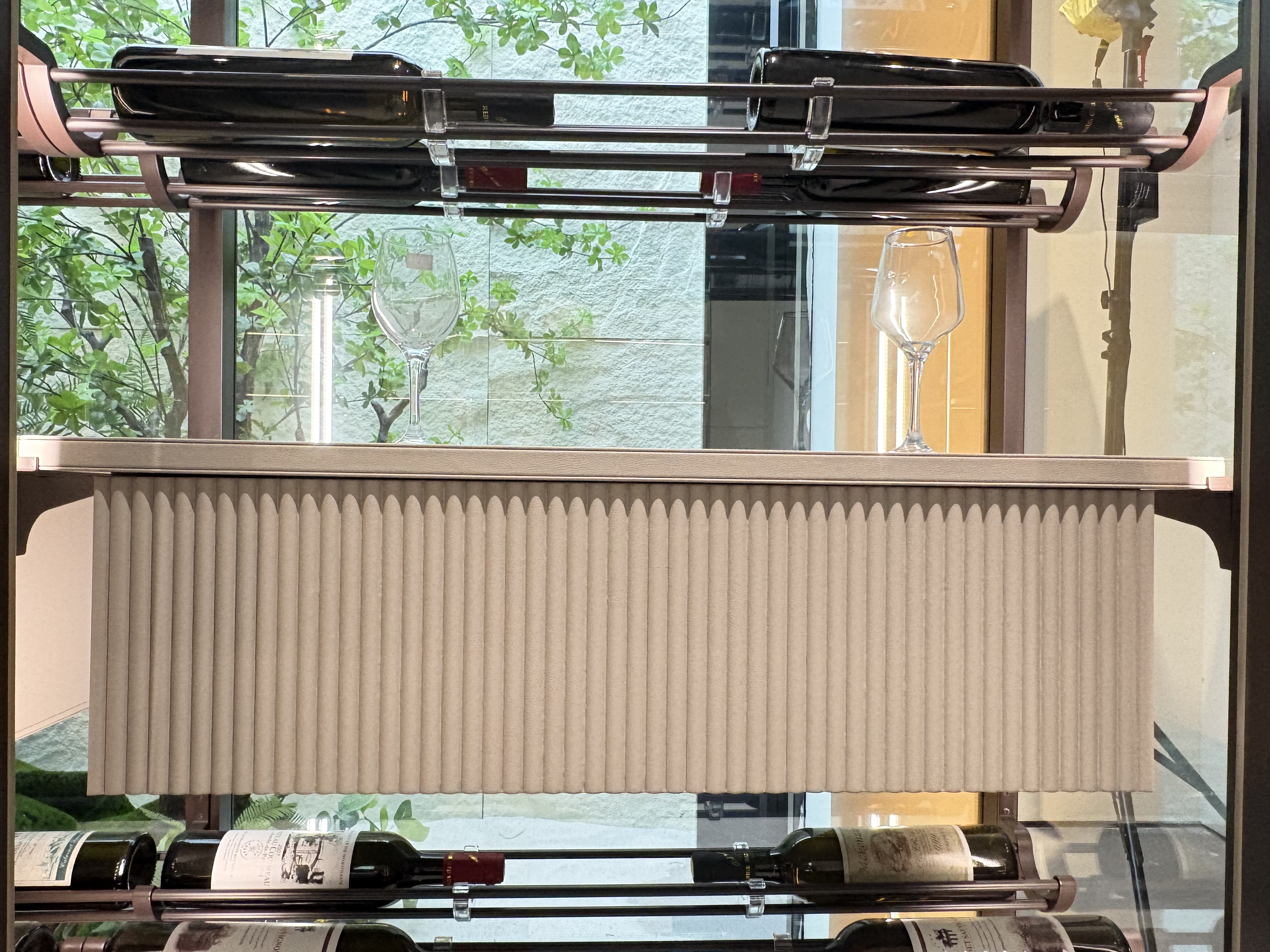 Column-supported Glass Wine Cabinet