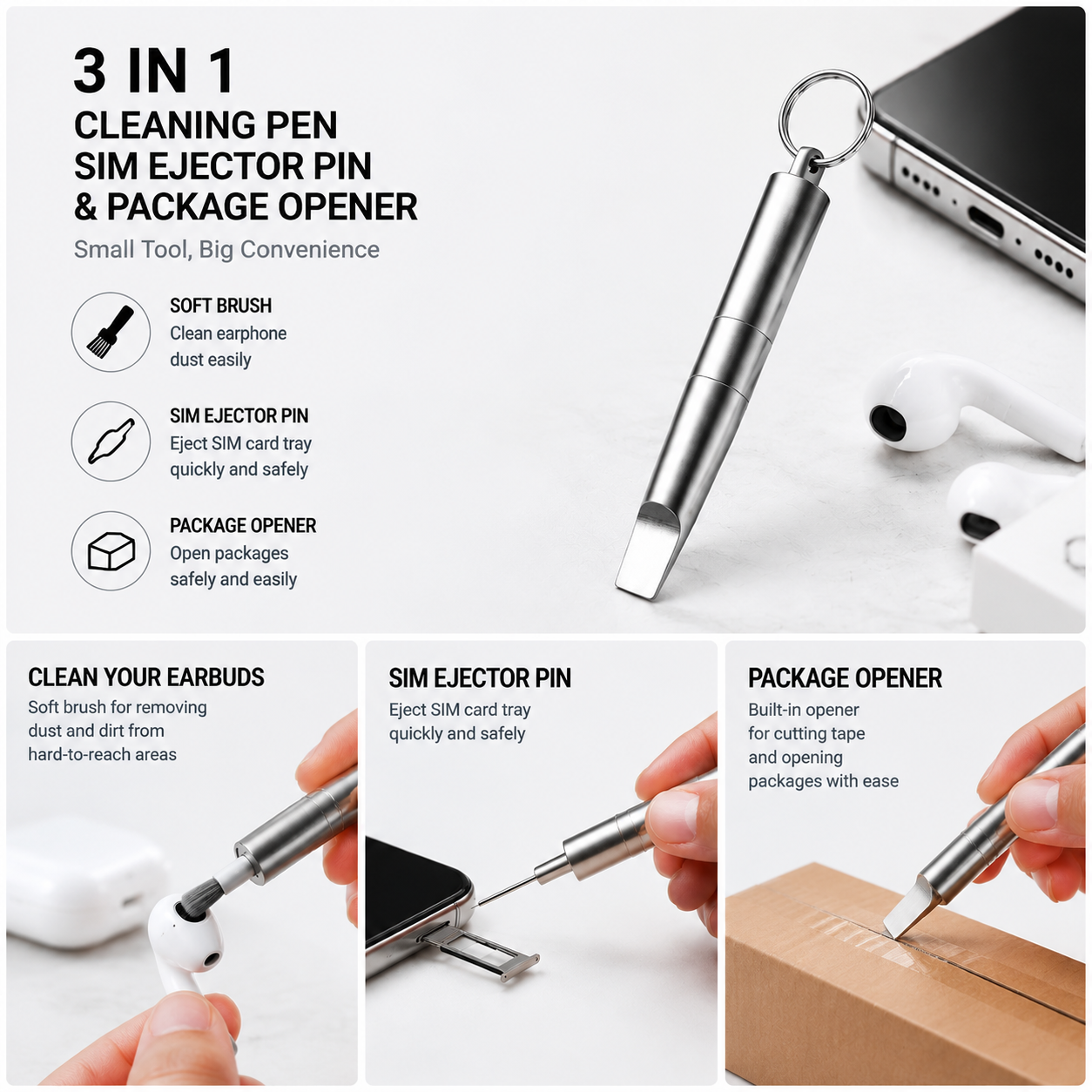 3 IN 1 earbuds cleaning kit,YINGQI ,3 IN 1 earbuds cleaning kit