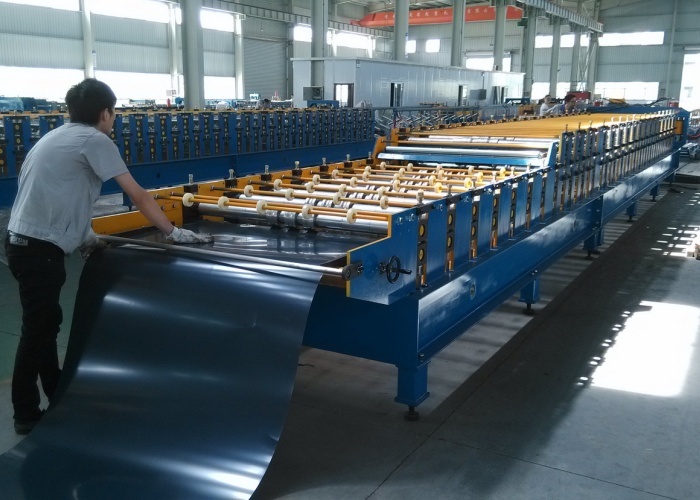 Double Layer Roll Forming Machine (step tile+trapezoidal profile)
