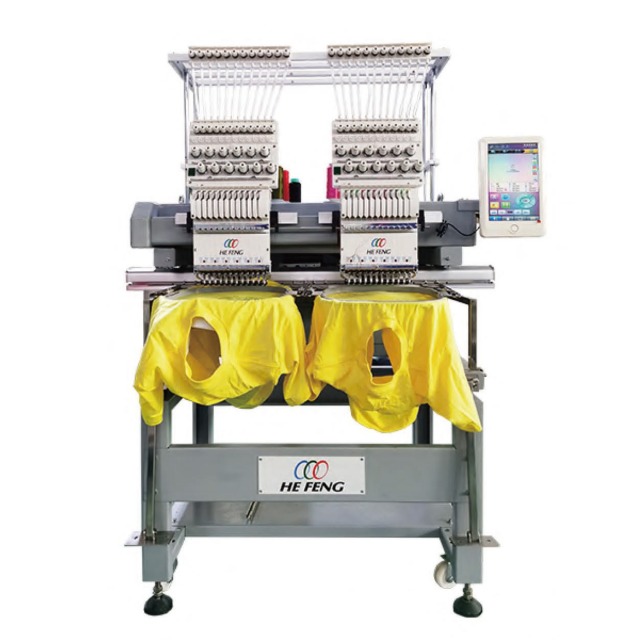 Compact 2 heads cap tshirt embroidery machine