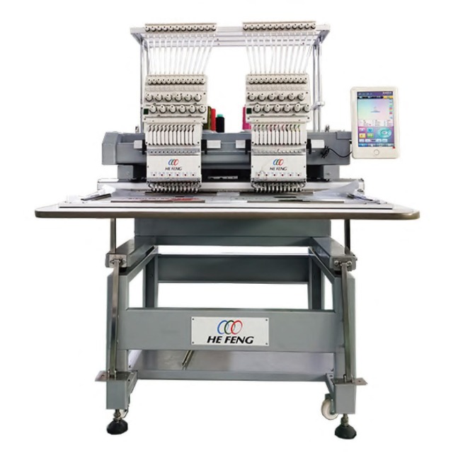 Compact 2 heads cap tshirt embroidery machine
