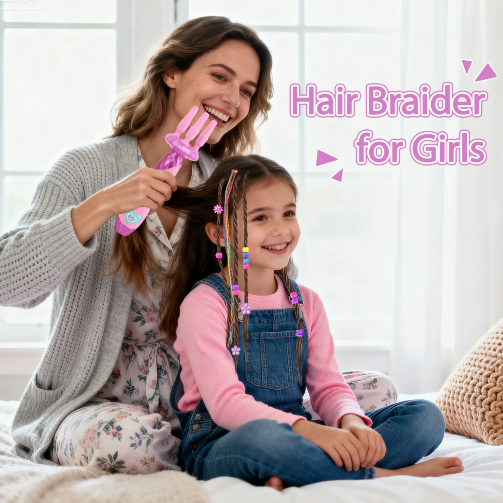 Hair Braiding Machine – DIY Hair Salon Toys for Girls with Braider, Beads & Accessories, Kids Hair Styling Tool Toy Set for Girls 3 4 5-12 Years Old (Purple)