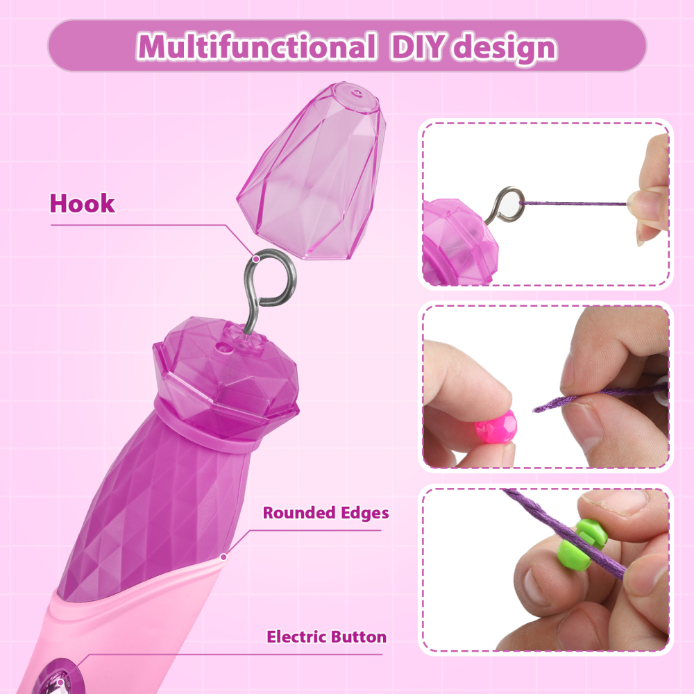 Hair Braiding Machine – DIY Hair Salon Toys for Girls with Braider, Beads & Accessories, Kids Hair Styling Tool Toy Set for Girls 3 4 5-12 Years Old (Purple)