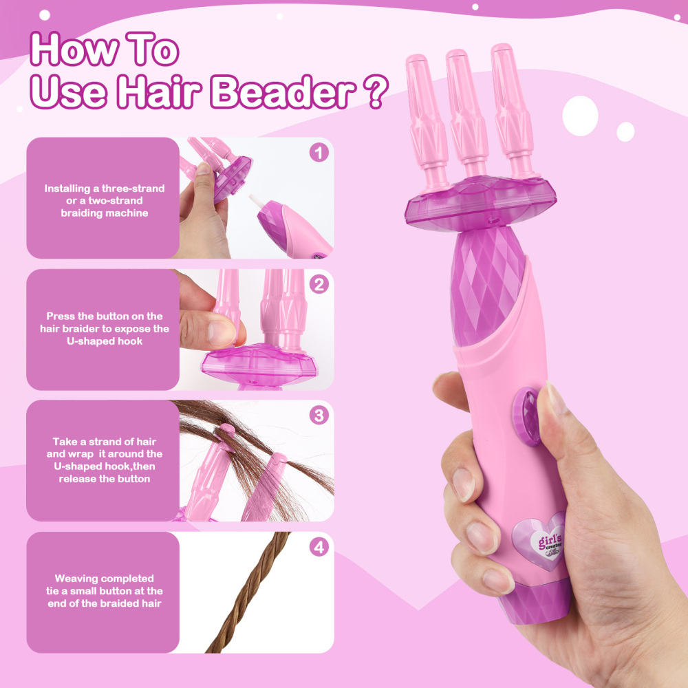 Hair Braiding Machine, Hair Salon Toys for Girls with Braider, Beads, Wig & Accessories, Kids Hair Styling Tool Toy Set, Christmas Birthday Toys Gifts for Girls