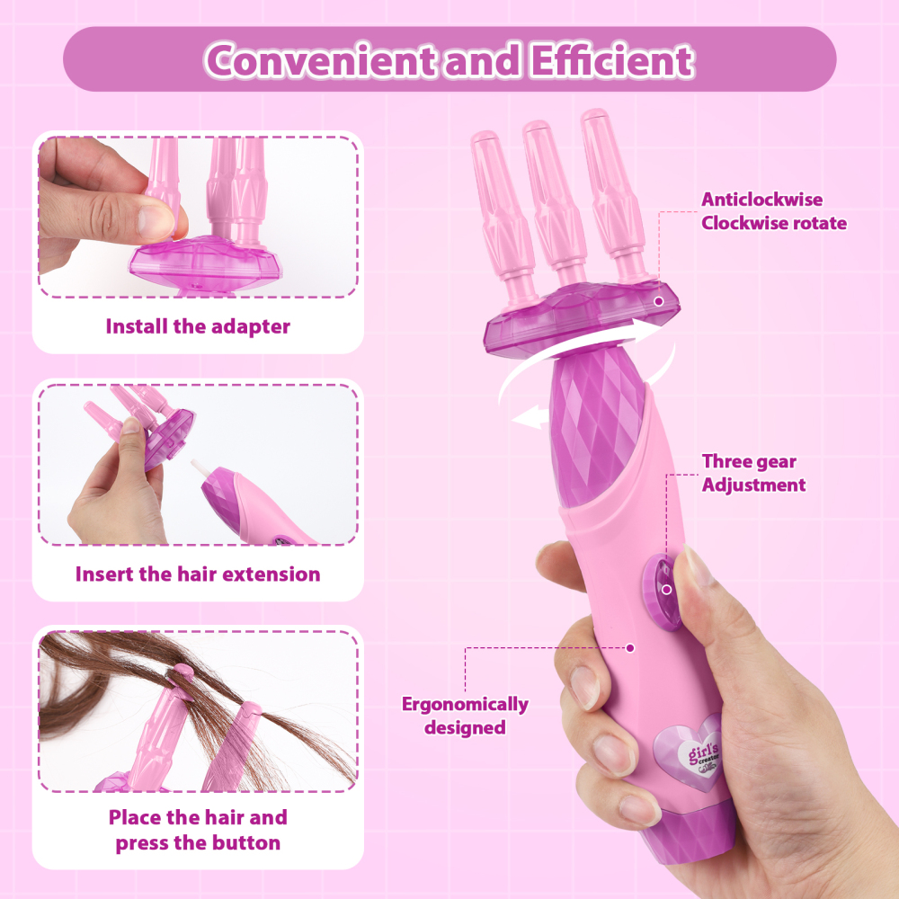 Hair Braiding Machine – DIY Hair Salon Toys for Girls with Braider, Beads & Accessories, Kids Hair Styling Tool Toy Set for Girls 3 4 5-12 Years Old (Purple)