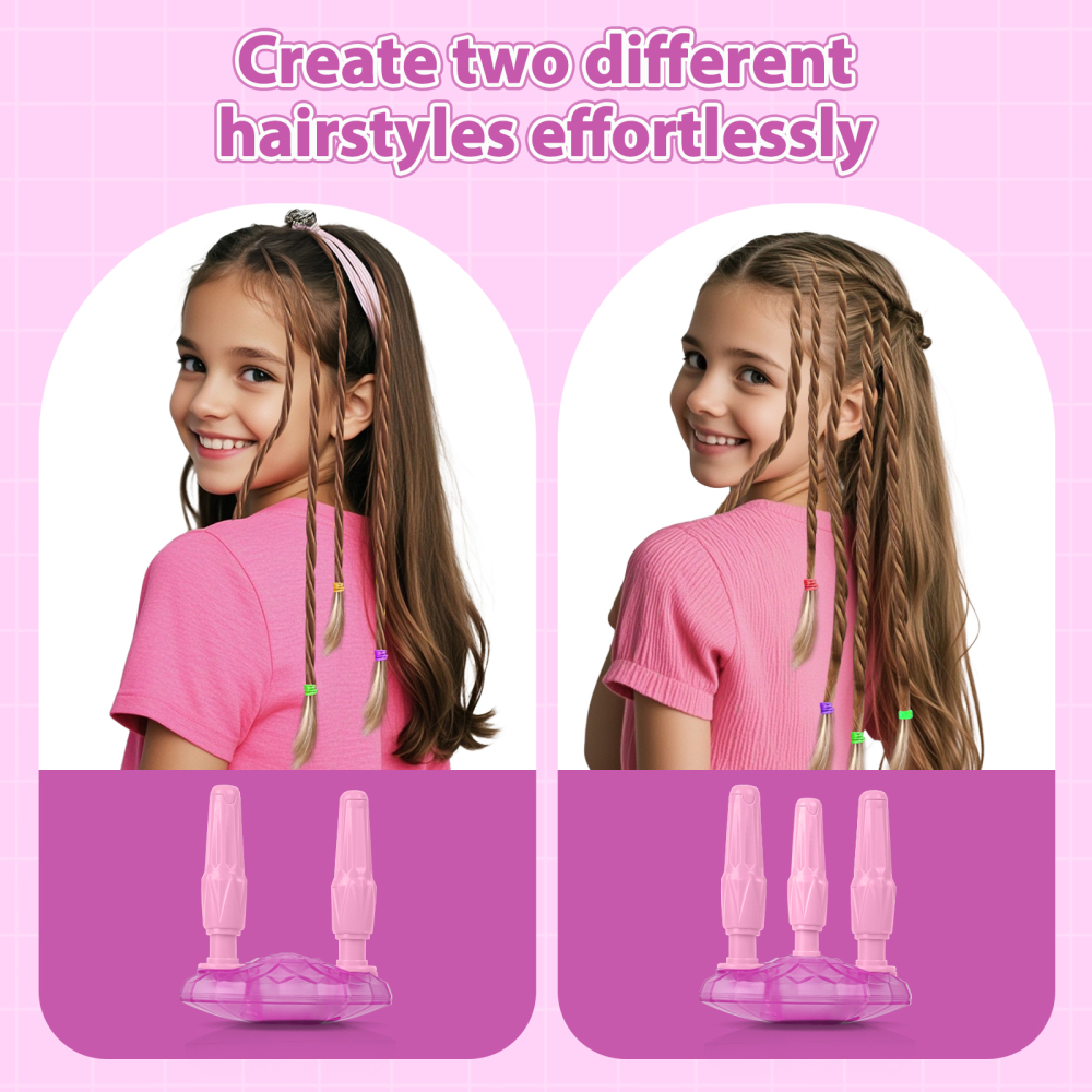 Hair Braiding Machine – DIY Hair Salon Toys for Girls with Braider, Beads & Accessories, Kids Hair Styling Tool Toy Set for Girls 3 4 5-12 Years Old (Purple)