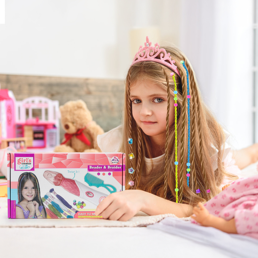 DIY Hair Salon Toys for Girls, Automatic Hair Braiding Machine & Rope Braider with Accessories, Kids Hair Styling Tool for Girls 3 4 5-12 Years Old
